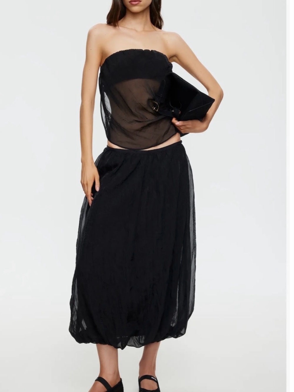 Lioness Black Strapless Sheer Midi Skirt Set - Picture 2 of 2